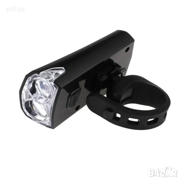 Предна LED светлина за велосипед, фар XC-122W, USB, черна, снимка 1
