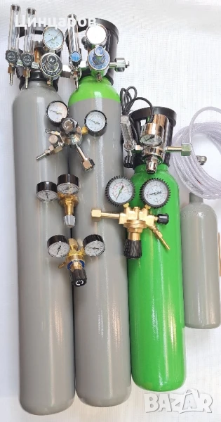 Вентили и Бутилки Со2,Аргон,Коргон заредени с обем от 950мл.до 10л.,Редуцир-вентили, снимка 1