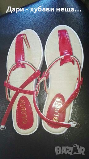 Лачени сандали в червено и златист акцент🍀❤№37(23,5см.)❤🍀, снимка 1