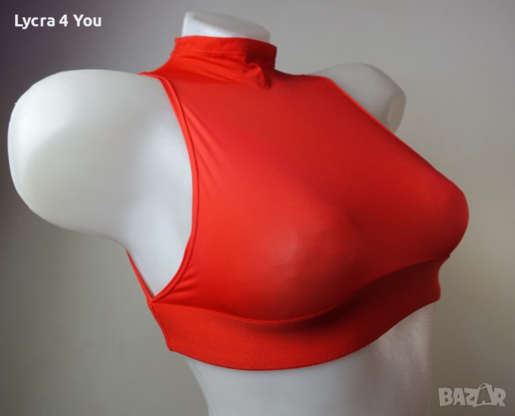 XS/S дамски червен кроп топ/бюстие от ликра, снимка 1