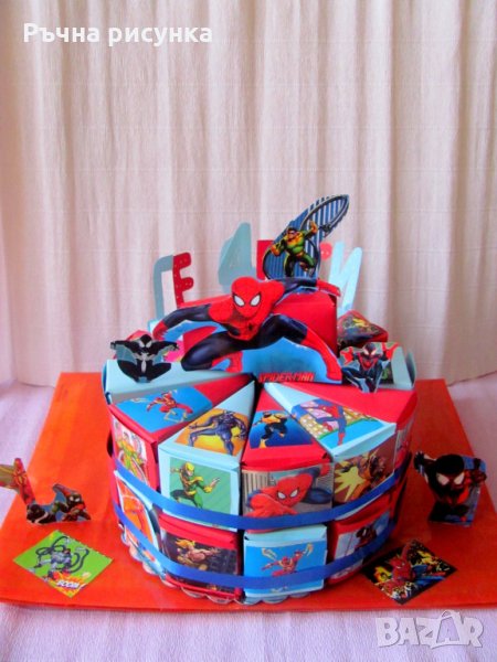 Картонена торта тема Спайдърмен, снимка 1