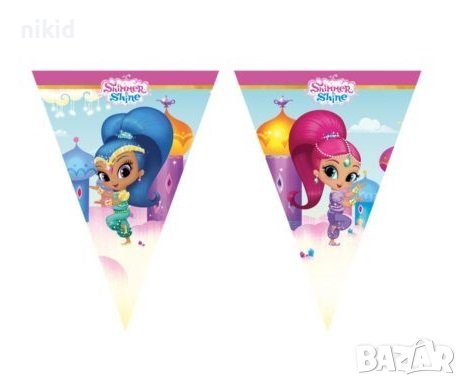 Искрица и Сияйница shimmer and shine найлонов Гирлянд Знаменца Знамена Флаг Банер, снимка 1