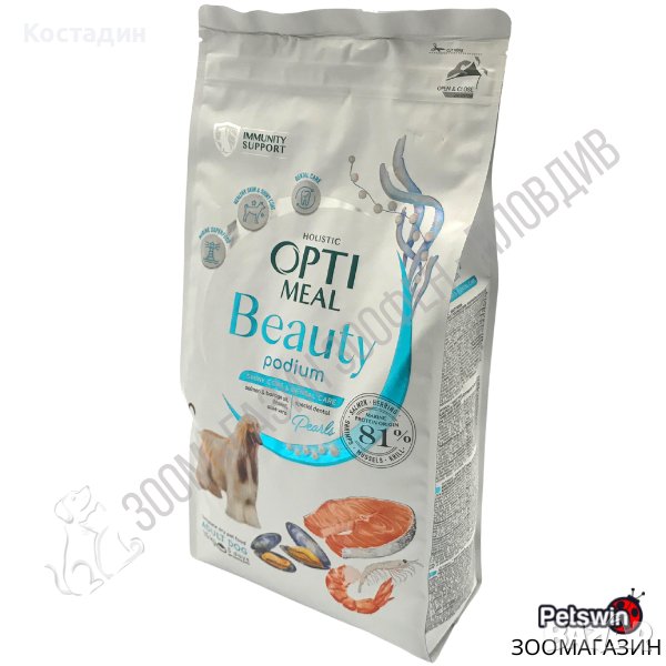 OptiMeal Beauty Podium Shiny Coat/Dental Care - 1.5кг/4кг - Суха храна за Кучета, снимка 1