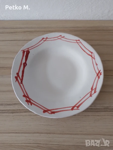 Чиния 22 см - натурална - бял, ивици, снимка 1