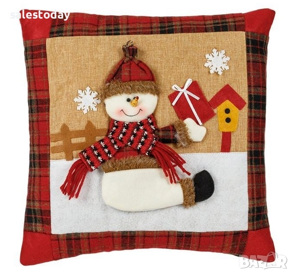 Коледна декоративна Възглавница, 3D Снежен човек, 35x35см, снимка 1