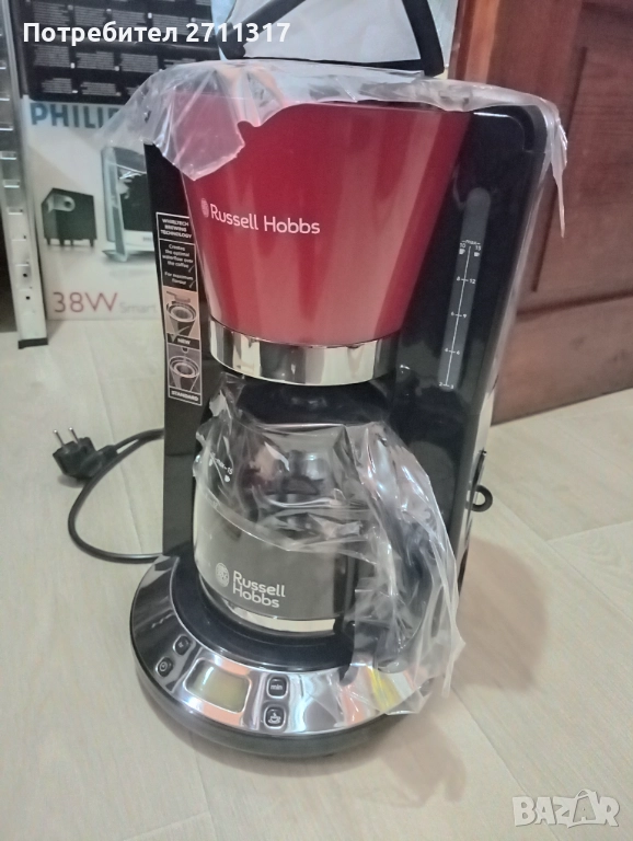 Кафемашина RUSSELL HOBBS ЧЕРЕН/ЧЕРВЕН, ТАЙМЕР, 1100.00 W, снимка 1