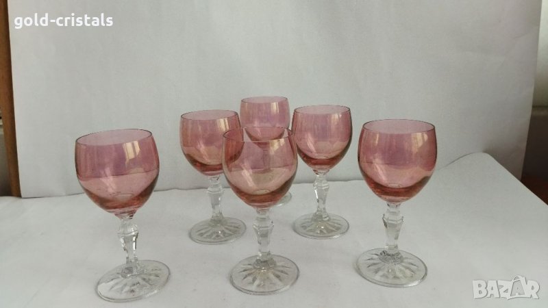 Стари чаши цветно калиево стъкло, снимка 1