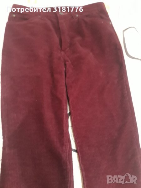 Дамски джинси от кадифе, тъмно червени , снимка 1
