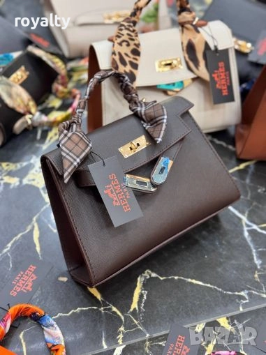 Hermes Кожена Дамска Чанта С Шалче, снимка 1
