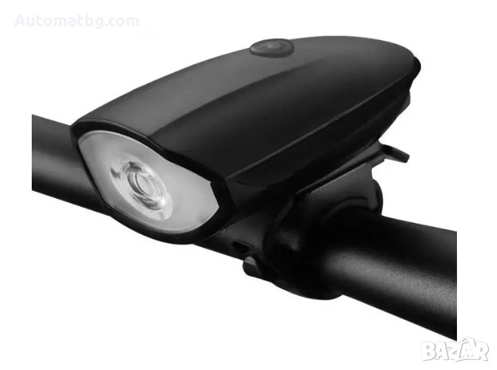 Фар за велосипед Automat, Със сирена, USB, Акумулаторна батерия, Черен, снимка 1