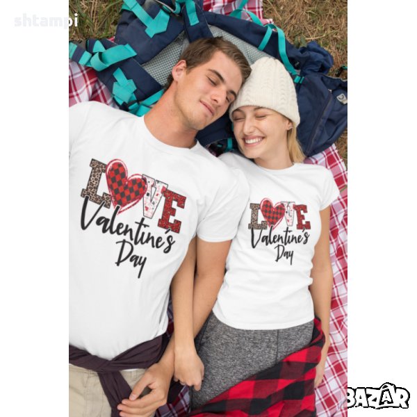 Love Valentine Day Свети валентин Комплект тениски за влюбени, снимка 1