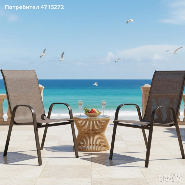 Стифиращи се градински столове от стомана и текстил – комплект 2 броя, снимка 1