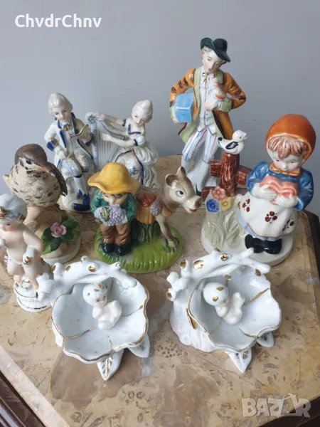 8бр малки порцеланови фигури/деца-музиканти-бебета-птица/статуетки 8-17см, снимка 1