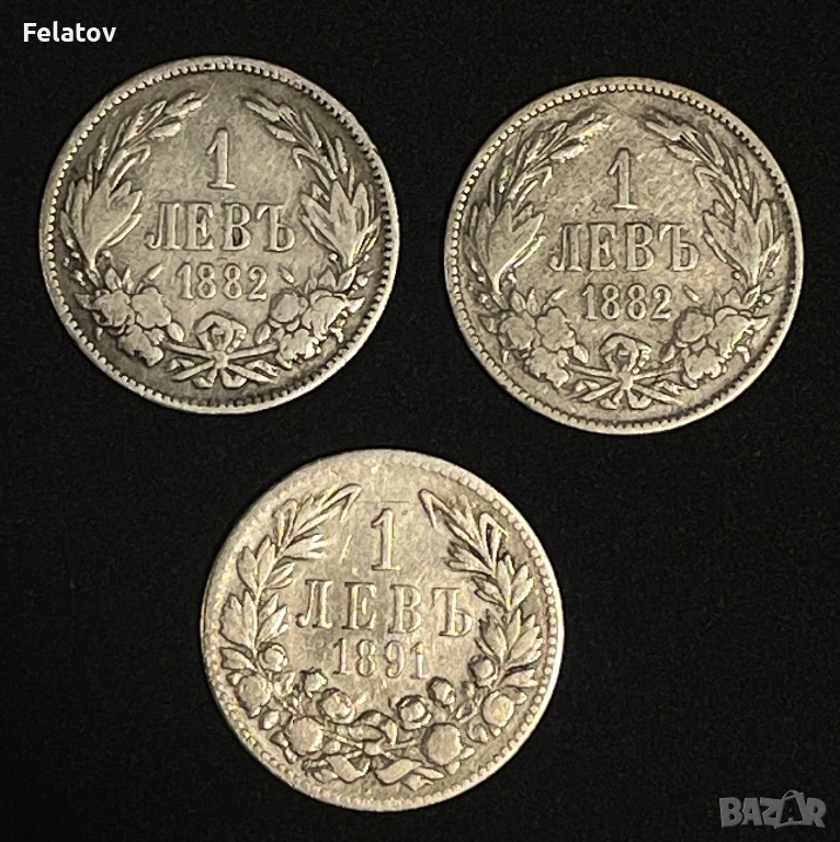 Лот 3бр. 1 лев 1882 и 1891, снимка 1