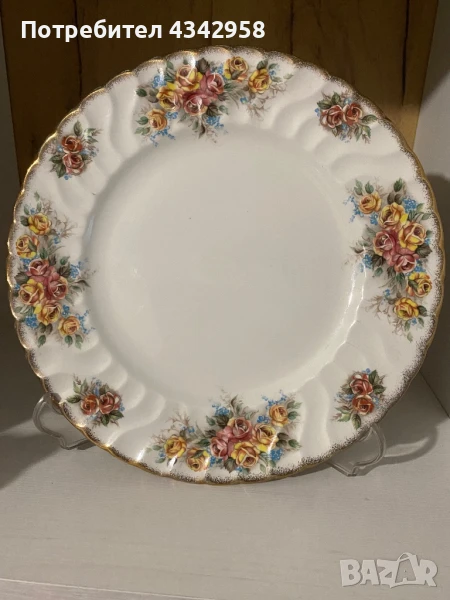 Vintage чиния с рози от H. Aynsley & Co Ltd, Стаффордшир, Англия, снимка 1