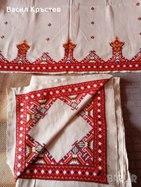 Покривка Българска бродерия, Комплект с перде, от стари времена, снимка 1