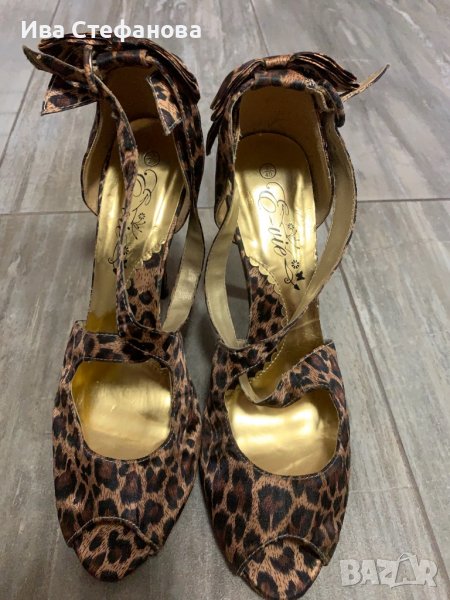 Уникални нови секси леопардови официални сандали на висок ток 40.5 номер , снимка 1