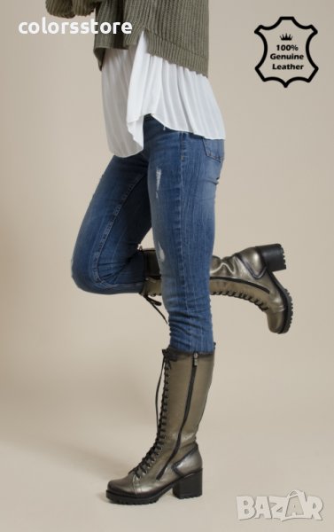 Равни ботуши - бронз ЕСТЕСТВЕНА кожа - 7705, снимка 1