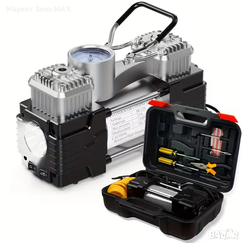 Супер Компресор за Гуми с Куфар – Бързо и Лесно Надуване до 150 PSI, снимка 1