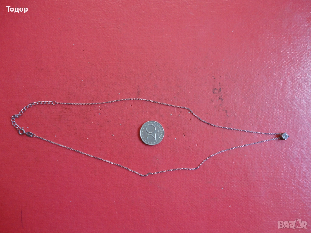 Сребърно колие верижка с камък 5 , снимка 1