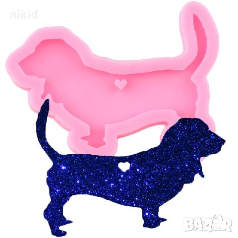 Дакел куче плосък силиконов молд форма украса декор торта фондан шоколад смола, снимка 1