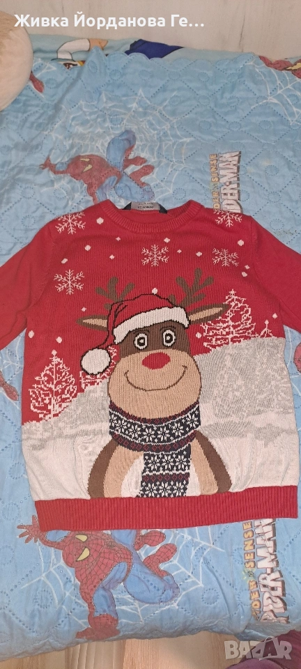 коледен пуловер момче 8-9 год., снимка 1