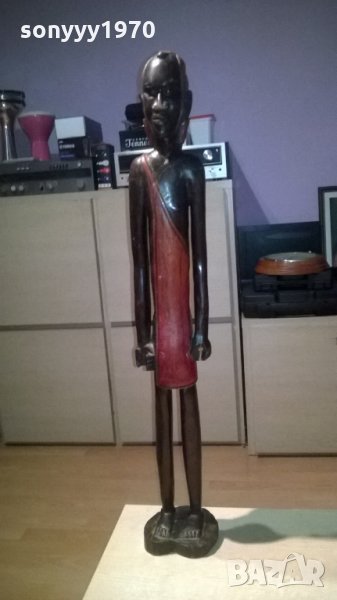 афро мъж-дървена фигура-92см-5кг-внос швеицария, снимка 1