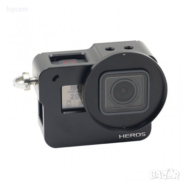 Рамка с UV филтър за GoPro Hero 5/6/7/NEW(2018), Алуминий, Черен, снимка 1