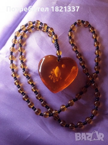 Гердан с кехлибар Сърце, снимка 7 - Колиета, медальони, синджири - 53387506
