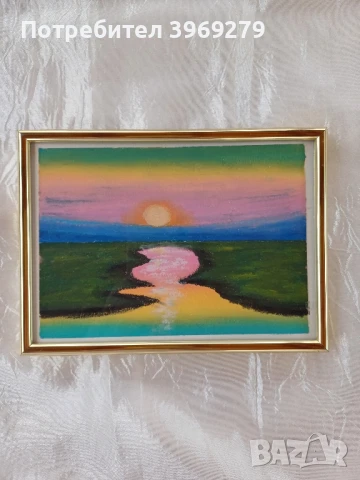 Лечебна ръчно рисувана картина с маслени пастели-14/18 см., снимка 1