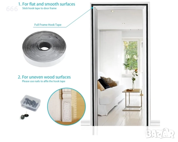 Мрежа завесa, Apalus, с магнит, Защита от насекоми, комари и мухи, десен с линии., снимка 5 - Други стоки за дома - 52888425