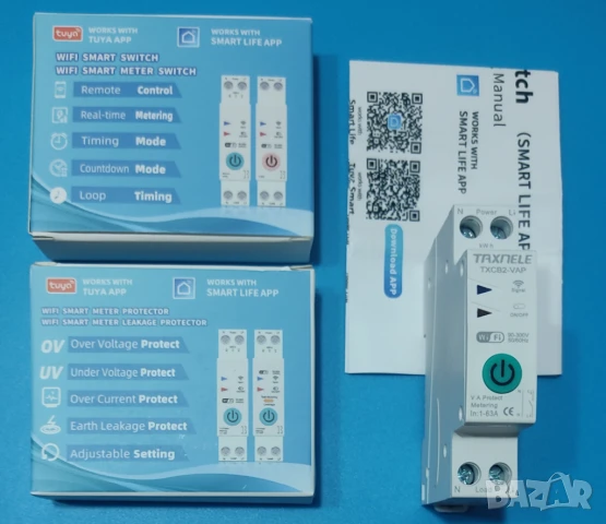 63А смарт WIFI реле електромер автоматичен предпазител по волтаж или ампераж таймер , снимка 2 - Друга електроника - 51172579