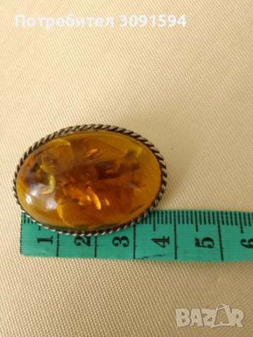 Винтидж ретро брошка от естествен руски кехлибар  , снимка 4 - Антикварни и старинни предмети - 51820304