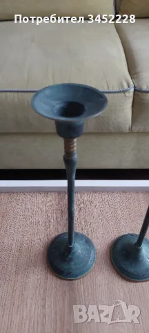свещници месинг два броя за ценители височина 25см , снимка 3 - Други - 49138605