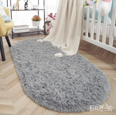 Пухкав овален килим плюш 80x160 см, снимка 2 - Килими - 52164665
