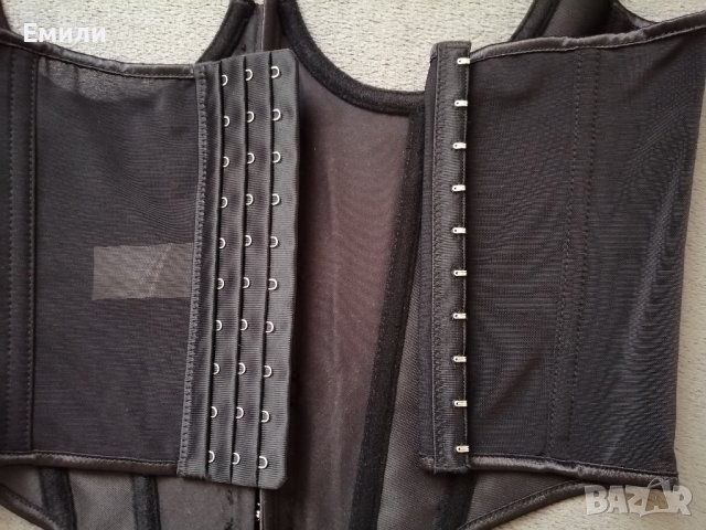 Дамски сатенен корсет под бюста в черен цвят р-р S, снимка 12 - Корсети, бюстиета, топове - 43545492