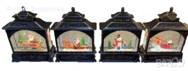 Коледна лампа със сняг и коледни орнаменти, снимка 1