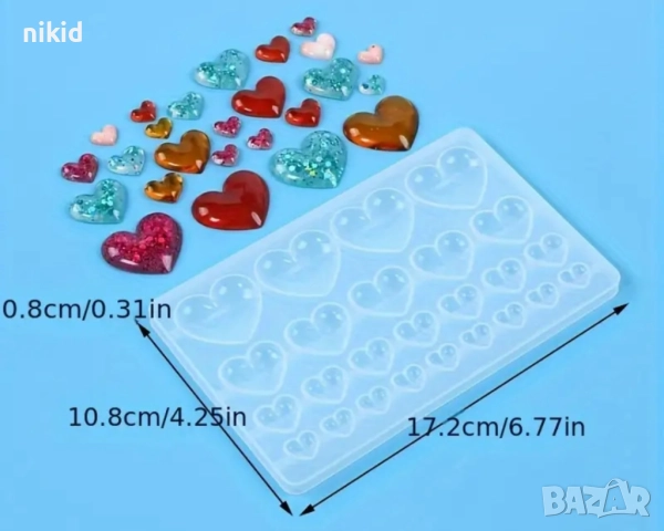 25 различни размери сърце сърца голям силиконов молд форма шоколад гипс , снимка 6 - Форми - 52334705