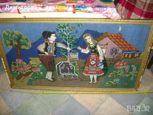 Огромна картина! Гоблен! Антика! 1972г, снимка 2 - Антикварни и старинни предмети - 48604439
