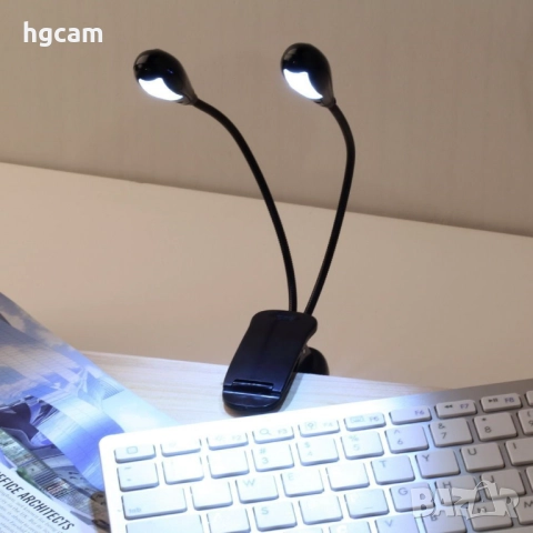 LED лампичка GARV Black Edition Dual с гъвкаво рамо и защипване