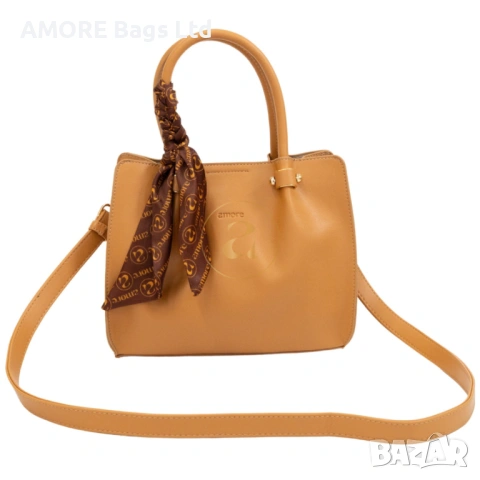 Класическа дамска чанта AMORE Francesca - Dark biege, снимка 3 - Чанти - 53584742