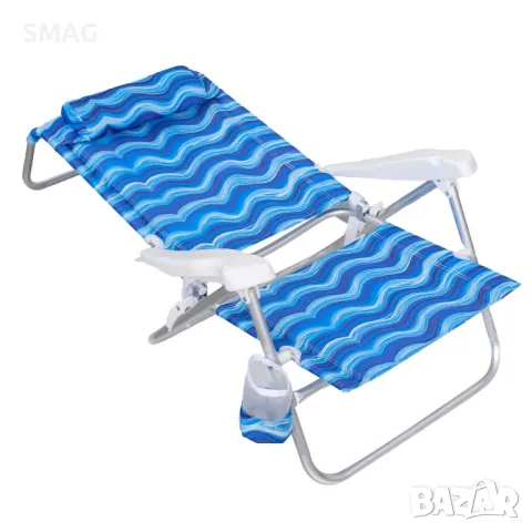 Сгъваем плажен стол Blue Waves с дръжки и възглавница 80x63x83 см S_1248557, снимка 2 - Къмпинг мебели - 50045798