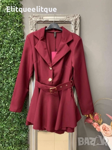 дамски стилен гащеризон с колан тип палто , снимка 4 - Рокли - 52326525
