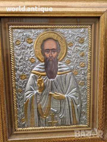 Прекрасна голяма антикварна сребърна икона със сертификат и маркировка , снимка 4 - Икони - 52135276