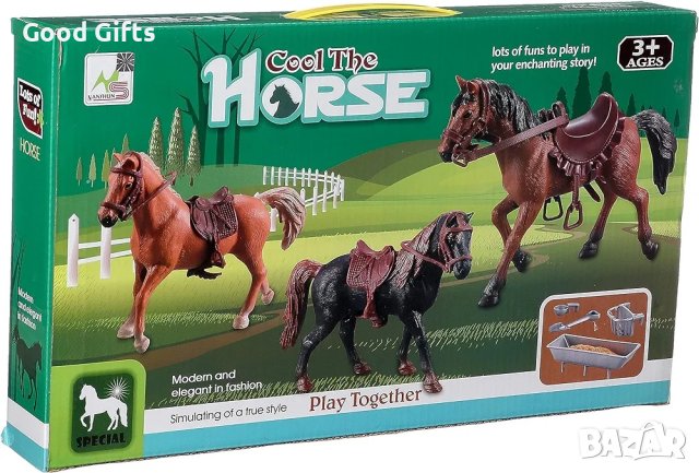 Детски комплект за игра с коне , снимка 2 - Фигурки - 43674133