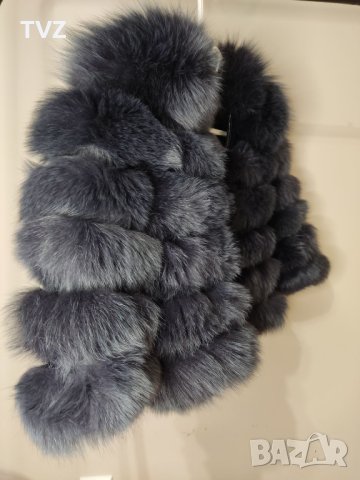 Палто от естествен косъм в тъмно син цвят, снимка 12 - Якета - 38721395