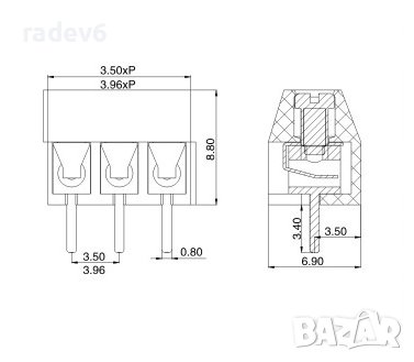 Клема KF350-3.5MM с 15 пина, KF350-3.5-15P, стъпка 3.5MM, снимка 2 - Друга електроника - 37892426