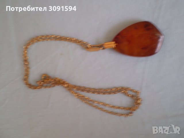 Стара руско позлатена капка висулка  с кехлибар  10 гр, снимка 3 - Антикварни и старинни предмети - 36880170