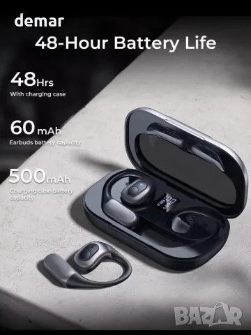 Daw J13 3D Sound Безжични слушалки, Bluetooth V5.3, OWS технология с калъф за зареждане, сребристи, снимка 3 - Безжични слушалки - 49623525