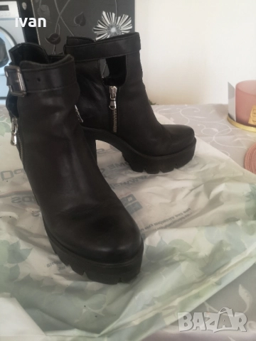 дамски боти с ток естествена кожа 38номер